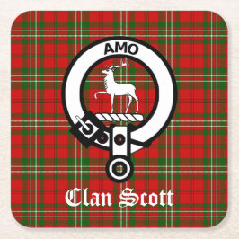 Clan Scott Crest Badge en Tartan Kartonnen Onderzetters