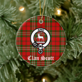 Clan Scott Crest Badge en Tartan Keramisch Ornament