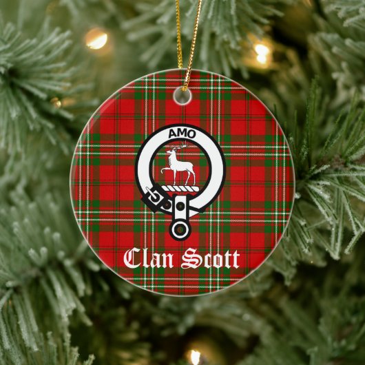 Clan Scott Crest Badge en Tartan Keramisch Ornament (Boom)