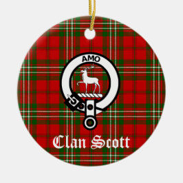 Clan Scott Crest Badge en Tartan Keramisch Ornament