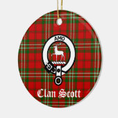 Clan Scott Crest Badge en Tartan Keramisch Ornament (Links)