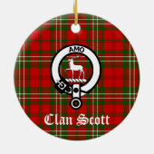 Clan Scott Crest Badge en Tartan Keramisch Ornament (Achterkant)