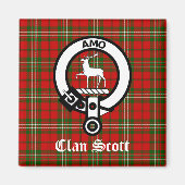 Clan Scott Crest Badge en Tartan Magneet (Voorkant)