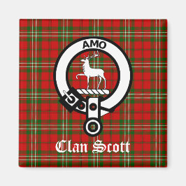 Clan Scott Crest Badge en Tartan Magneet