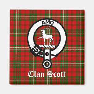 Clan Scott Crest Badge en Tartan Magneet