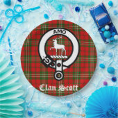 Clan Scott Crest Badge en Tartan Papieren Bordje (Feest)