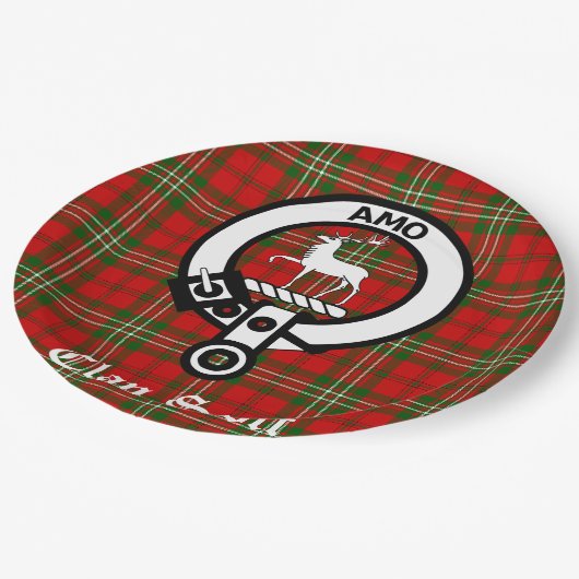 Clan Scott Crest Badge en Tartan Papieren Bordje (Gekanteld)