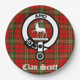 Clan Scott Crest Badge en Tartan Papieren Bordje