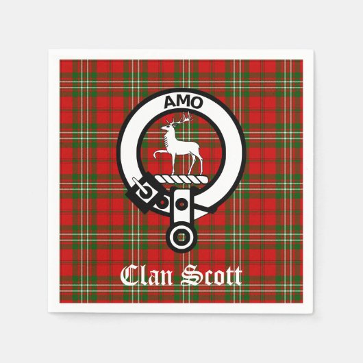 Clan Scott Crest Badge en Tartan Servet (Voorkant)