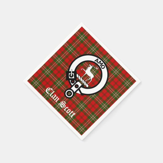 Clan Scott Crest Badge en Tartan Servet (Hoek)