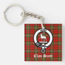 Clan Scott Crest Badge en Tartan