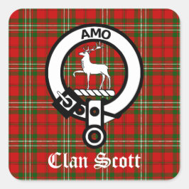 Clan Scott Crest Badge en Tartan Vierkante Sticker