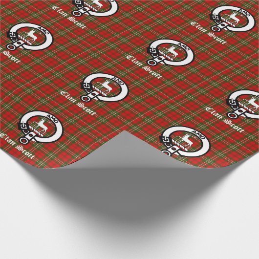Clan Scott Crest Badge & Tartan Cadeaupapier (Hoek)