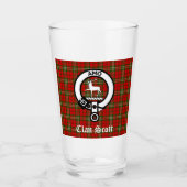 Clan Scott Crest Badge & Tartan Glas (Voorkant)