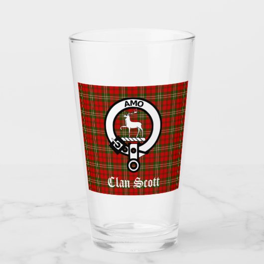 Clan Scott Crest Badge & Tartan  Glas (Voorkant)