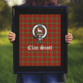 Clan Scott Crest Badge & Tartan Poster