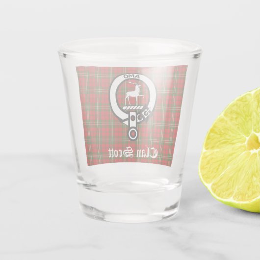 Clan Scott Crest Badge & Tartan Shot Glas (Achterkant)