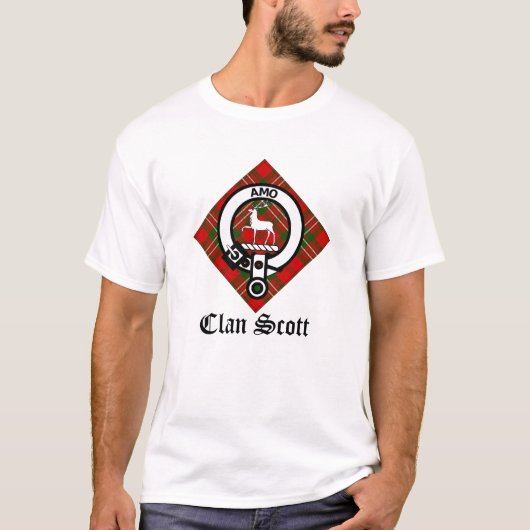 Clan Scott Crest Badge & Tartan T-shirt (Voorkant)