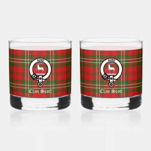 Clan Scott Crest Badge & Tartan  Whisky Glas