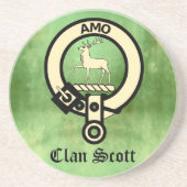 Clan Scott Crest Badge Zandsteen Onderzetter (Voorkant)