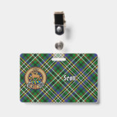 Clan Scott Crest over Green Tartan Badge (Voorkant met clip)