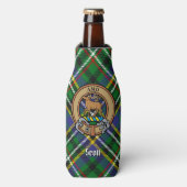 Clan Scott Crest over Green Tartan Bottle Cooler (Fles Voorkant)