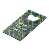 Clan Scott Crest over Green Tartan Creditkaart Flessenopener (Achterkant Gekanteld)