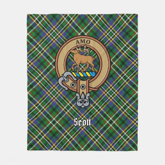 Clan Scott Crest over Green Tartan Fleece Deken (Voorkant)
