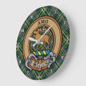 Clan Scott Crest over Green Tartan Grote Klok (Hoek)