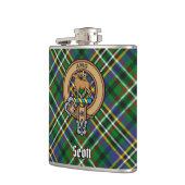 Clan Scott Crest over Green Tartan Heupfles (Links)