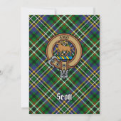 Clan Scott Crest over Green Tartan Kaart (Achterkant)