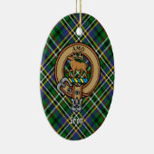 Clan Scott Crest over Green Tartan Keramisch Ornament (Rechts)