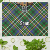 Clan Scott Crest over Green Tartan Kitchen Towel Theedoek (Gevouwen)