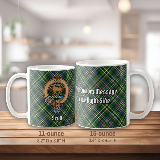 Clan Scott Crest over Green Tartan Koffiemok