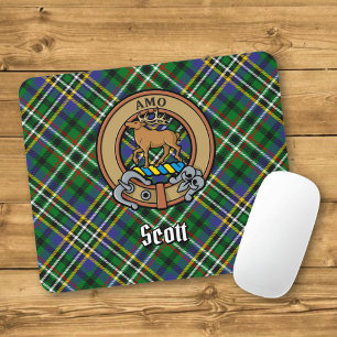 Clan Scott Crest over Green Tartan Muismat