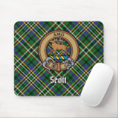 Clan Scott Crest over Green Tartan Muismat (Met muis)