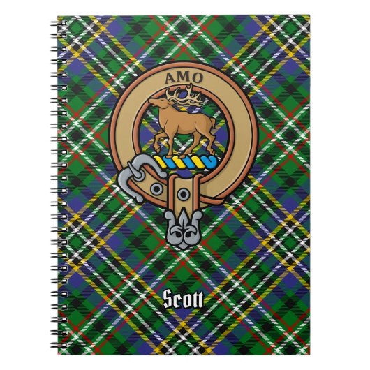 Clan Scott Crest over Green Tartan Notitieboek (Voorkant)