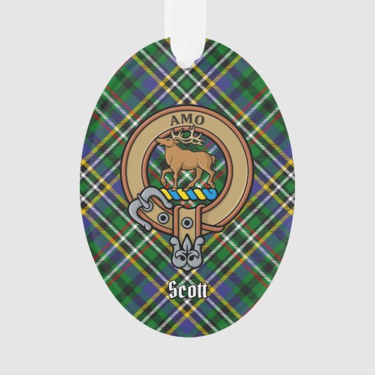 Clan Scott Crest over Green Tartan Ornament (voorkant)