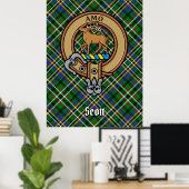 Clan Scott Crest over Green Tartan Poster (Thuiskantoor)