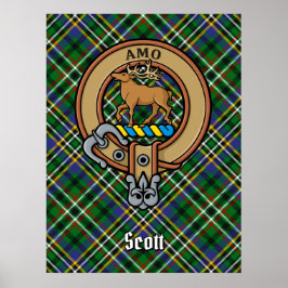 Clan Scott Crest over Green Tartan Poster