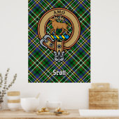 Clan Scott Crest over Green Tartan Poster (Keuken)
