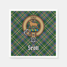 Clan Scott Crest over Green Tartan Servet