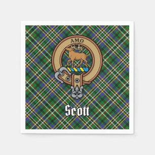 Clan Scott Crest over Green Tartan Servet