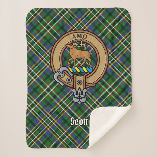Clan Scott Crest over Green Tartan Sherpa Deken (Voorkant)