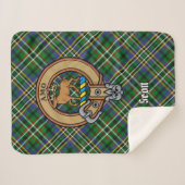 Clan Scott Crest over Green Tartan Sherpa Deken (Voorkant (horizontaal))