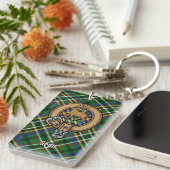 Clan Scott Crest over Green Tartan Sleutelhanger (Voorkant Rechts)