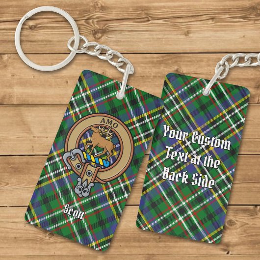 Clan Scott Crest over Green Tartan Sleutelhanger