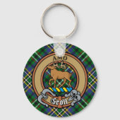 Clan Scott Crest over Green Tartan Sleutelhanger (Voorkant)