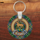 Clan Scott Crest over Green Tartan Sleutelhanger (Voorkant)