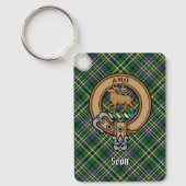 Clan Scott Crest over Green Tartan Sleutelhanger (Voorkant)